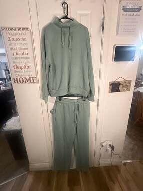 Anrabess Women's Sage Green Oversized Long Sleeve Sweatshirt Lounge Set Size XL